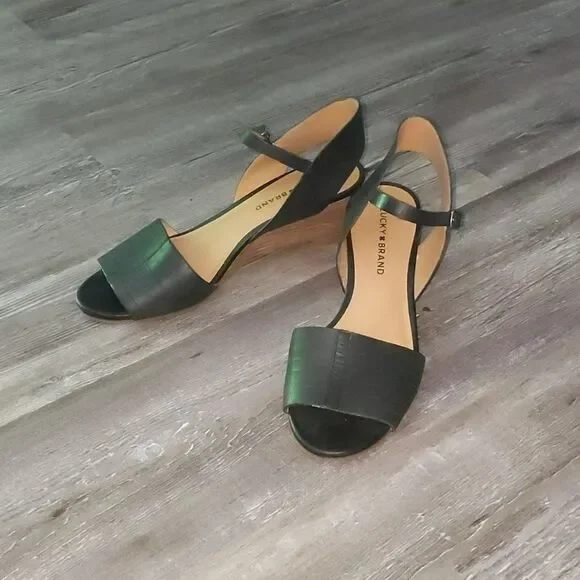 Lucky Brand black heeled sandals Sz 8M - Picture 1 of 5